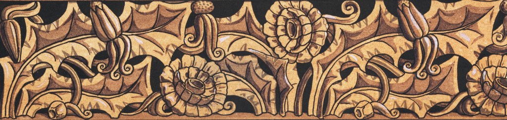 Vintage illustration in metalwork style of dandelion flowers and leaves